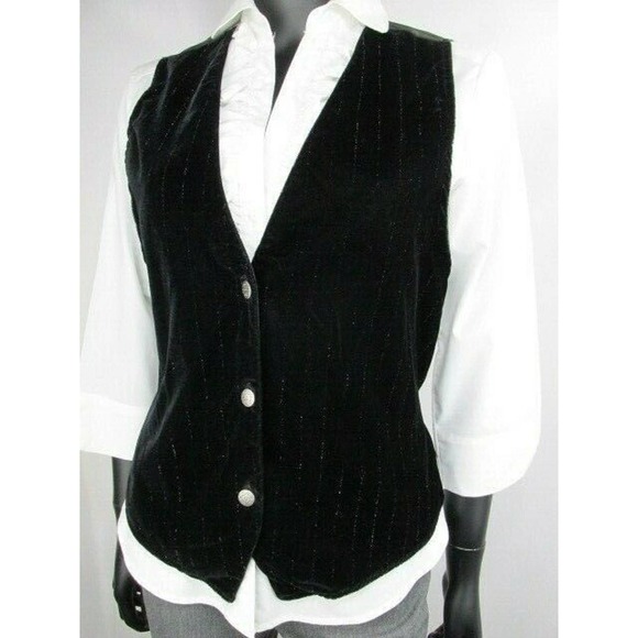 Vintage Jackets & Blazers - Jeri Marque Vintage Velour PinStripe Vest